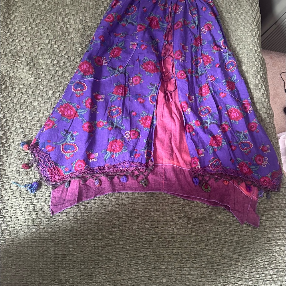 100% Cotton Floral Purple and Pink Skirt